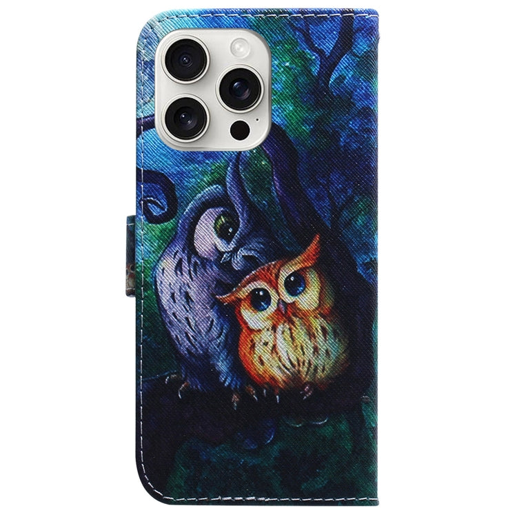 For iPhone 16 Pro Coloured Drawing Flip Leather Phone Case