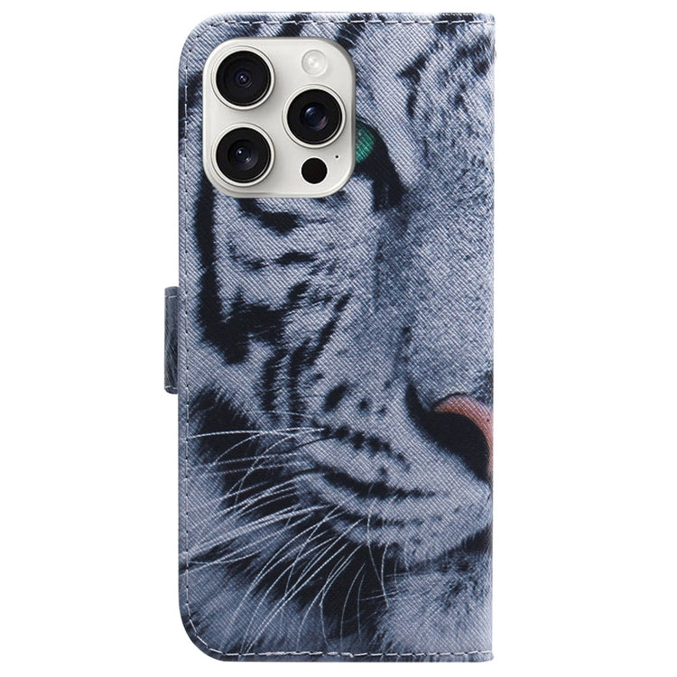 For iPhone 16 Pro Coloured Drawing Flip Leather Phone Case