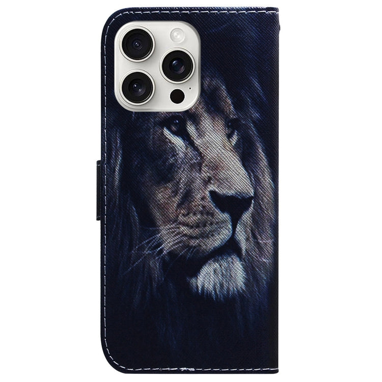 For iPhone 16 Pro Coloured Drawing Flip Leather Phone Case