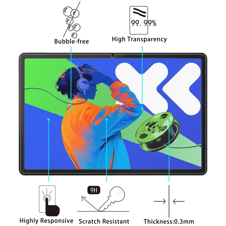 For Lenovo Pad Pro 12.7 inch 2025 2pcs 9H 0.3mm Explosion-proof Tempered Glass Film