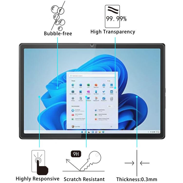 For Lenovo Qitian D12 12.4 inch 2pcs 9H 0.3mm Explosion-proof Tempered Glass Film