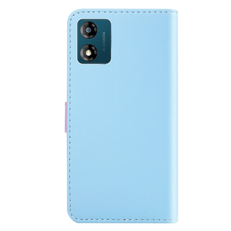 For Motorola Moto E13 Tricolor Stitching Horizontal Flip Leather Phone Case