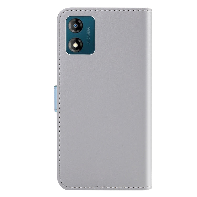 For Motorola Moto E13 Tricolor Stitching Horizontal Flip Leather Phone Case