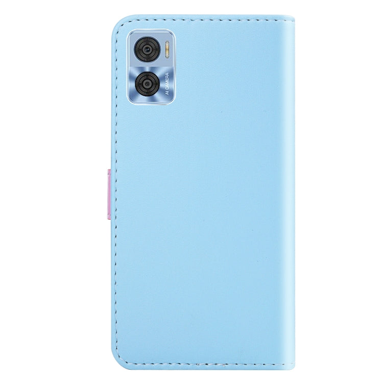 For Motorola Moto E22/E22i Tricolor Stitching Horizontal Flip Leather Phone Case