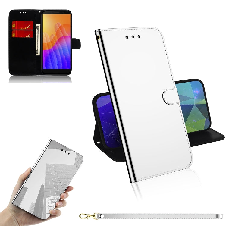 For Huawei Y5p Lmitated Mirror Surface Horizontal Flip Leather Case with Holder & Card Slots & Wallet & Lanyard