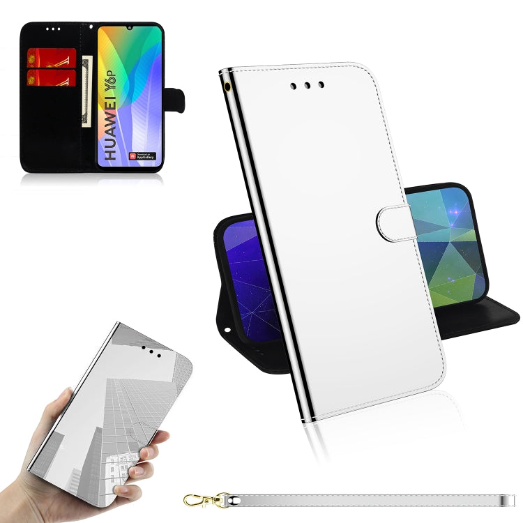 For Huawei Y6p Lmitated Mirror Surface Horizontal Flip Leather Case with Holder & Card Slots & Wallet & Lanyard