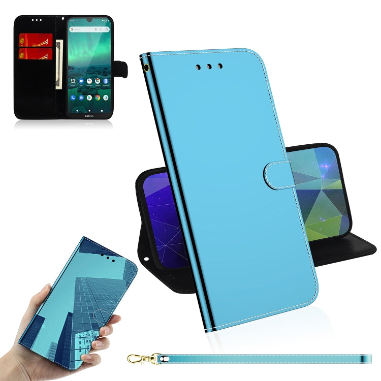 For Nokia 1.3 Lmitated Mirror Surface Horizontal Flip Leather Case with Holder & Card Slots & Wallet & Lanyard