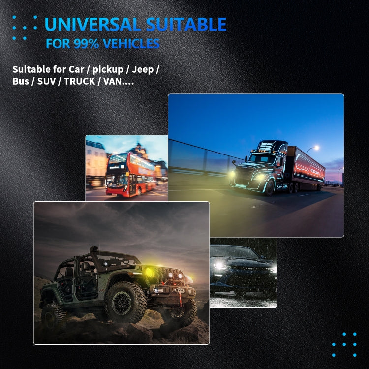 P14 1 Pair H8 / H9 / H11 DC10-32V / 20W / 6000K / 2000LM IP68 Waterproof Car LED Tri-color Headlight