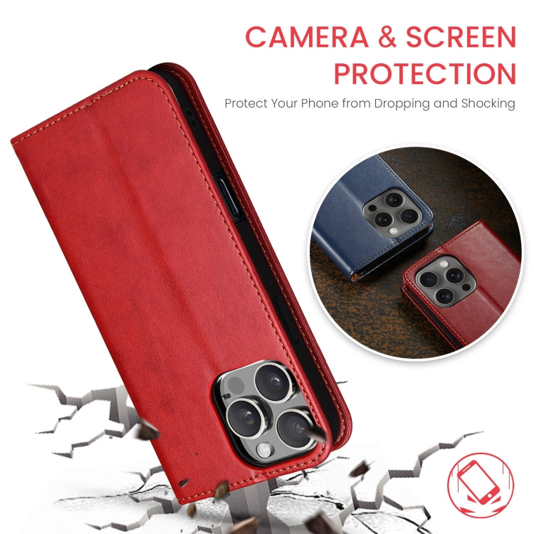 For iPhone 16 Pro Fierre Shann PU Genuine Leather Texture Phone Case