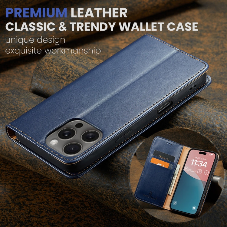 For iPhone 16 Pro Max Fierre Shann PU Genuine Leather Texture Phone Case