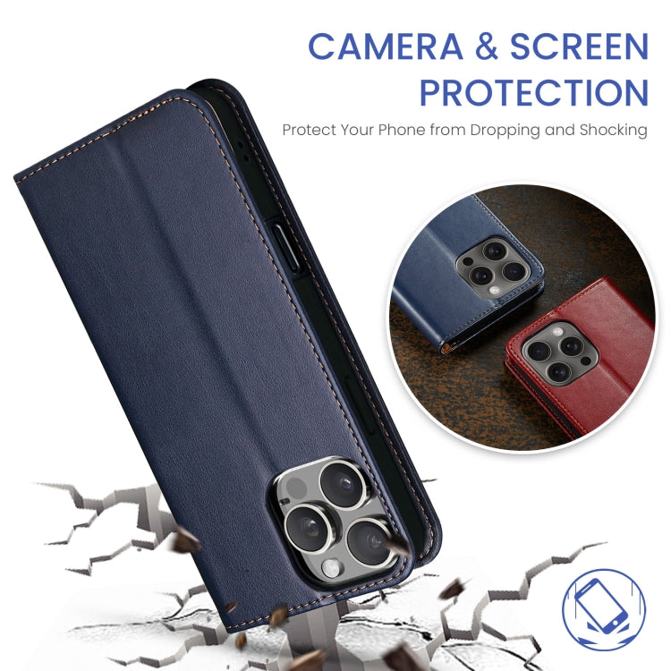 For iPhone 16 Pro Max Fierre Shann PU Genuine Leather Texture Phone Case