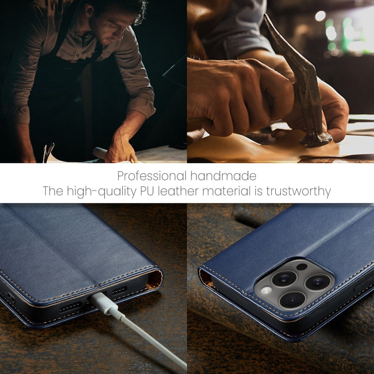 For iPhone 16 Pro Max Fierre Shann PU Genuine Leather Texture Phone Case