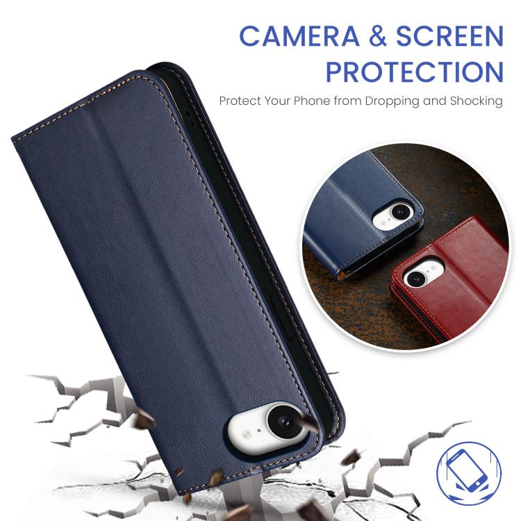 For iPhone 17e / 16e Fierre Shann PU Genuine Leather Texture Phone Case