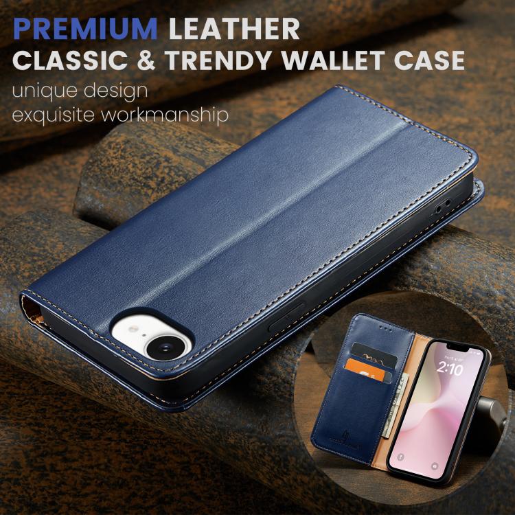 For iPhone 17e / 16e Fierre Shann PU Genuine Leather Texture Phone Case
