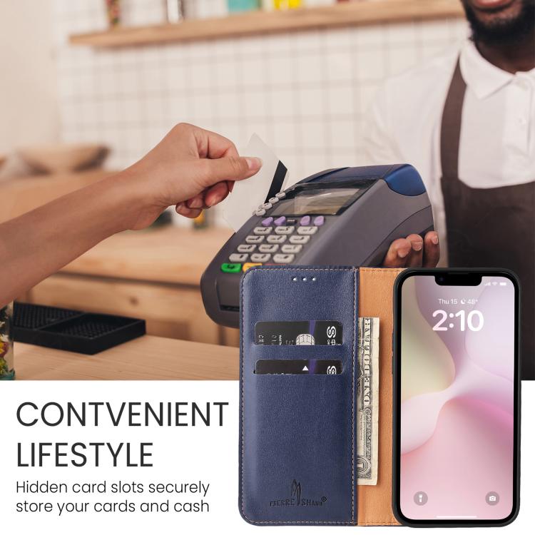 For iPhone 17e / 16e Fierre Shann PU Genuine Leather Texture Phone Case