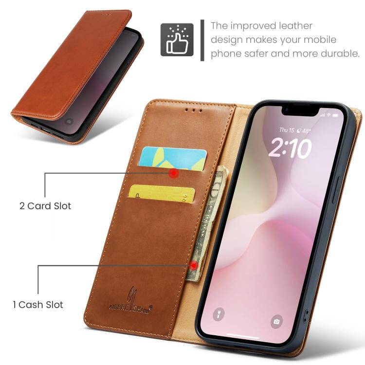 For iPhone 17e / 16e Fierre Shann PU Genuine Leather Texture Phone Case