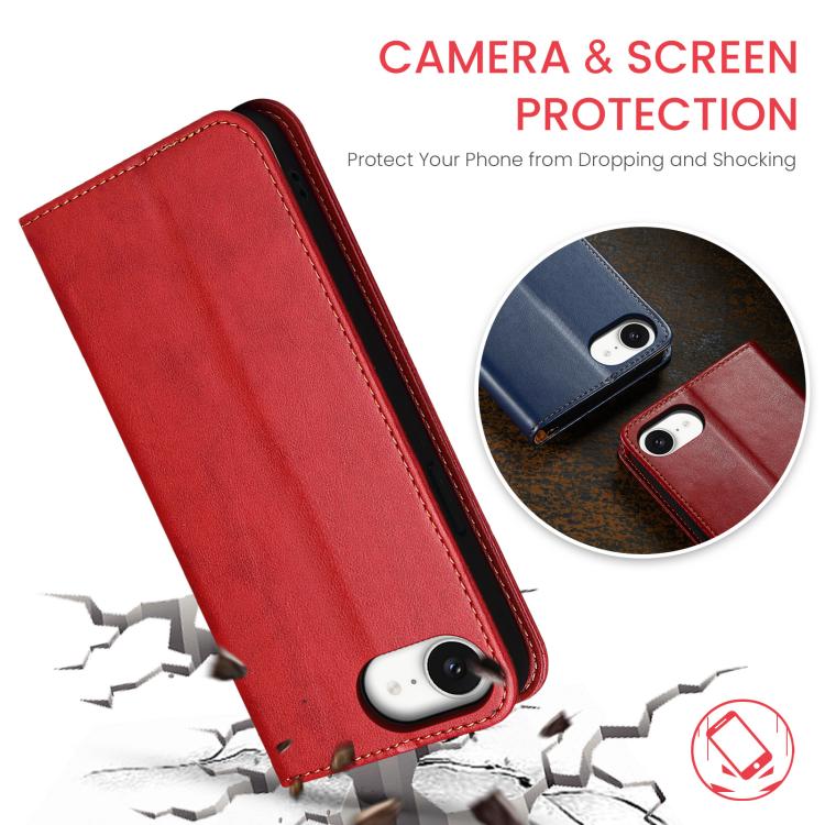 For iPhone 17e / 16e Fierre Shann PU Genuine Leather Texture Phone Case