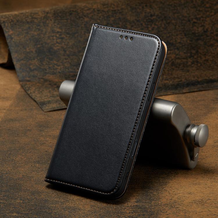 For iPhone 17 Fierre Shann PU Genuine Leather Texture Phone Case