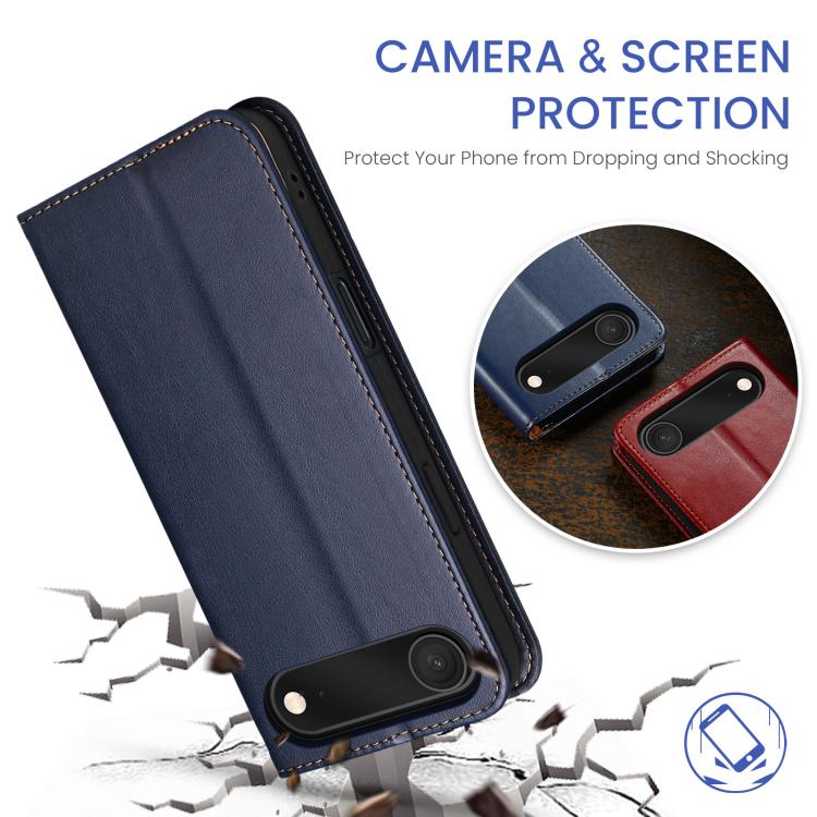 For iPhone Air Fierre Shann PU Genuine Leather Texture Phone Case