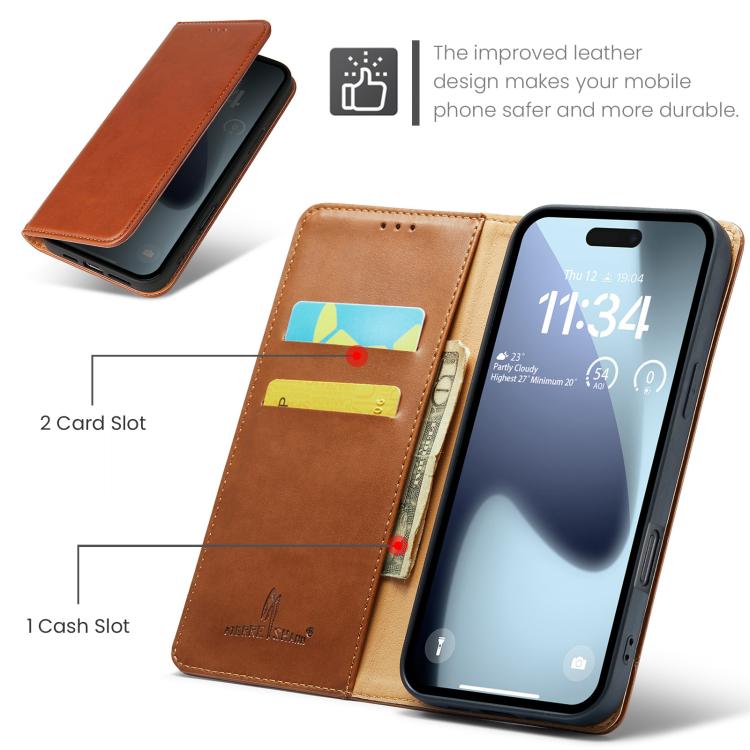 For iPhone Air Fierre Shann PU Genuine Leather Texture Phone Case