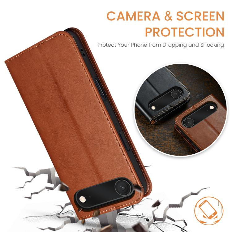 For iPhone Air Fierre Shann PU Genuine Leather Texture Phone Case