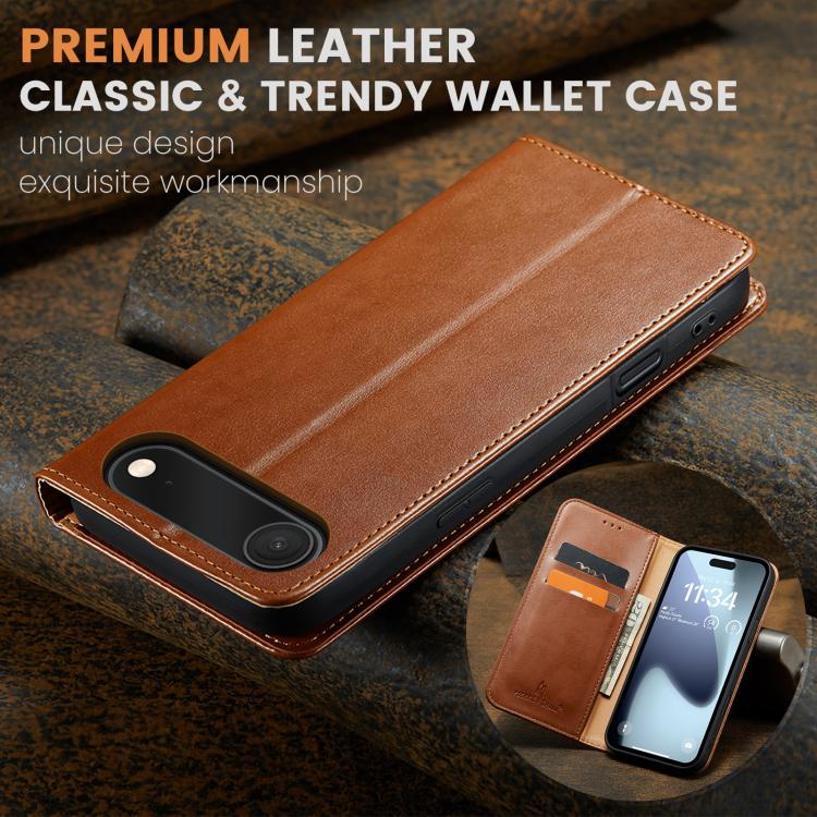 For iPhone Air Fierre Shann PU Genuine Leather Texture Phone Case
