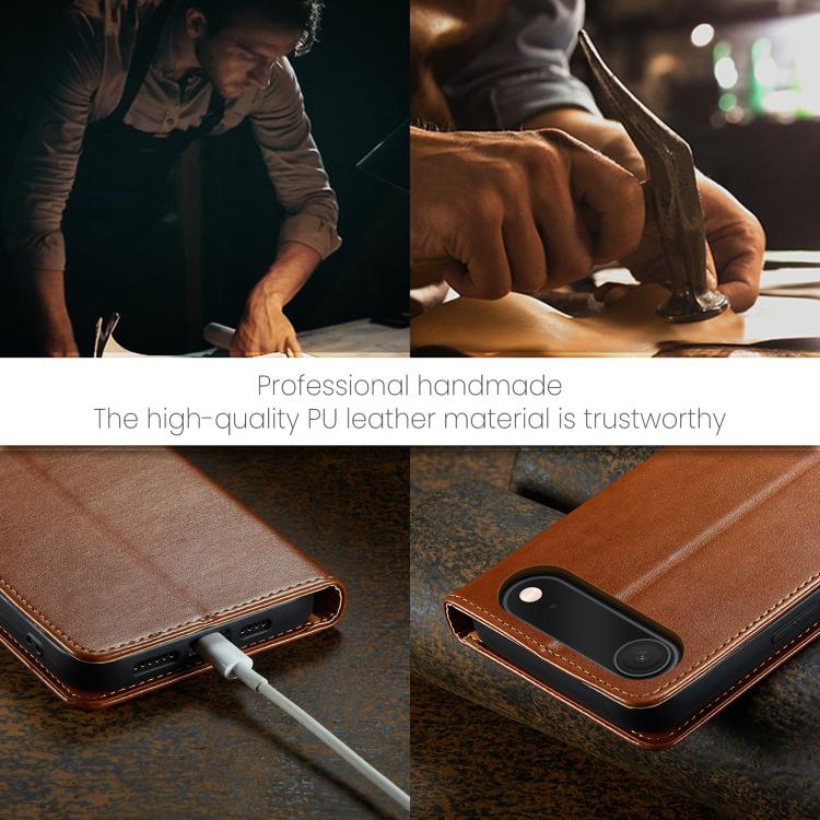 For iPhone Air Fierre Shann PU Genuine Leather Texture Phone Case