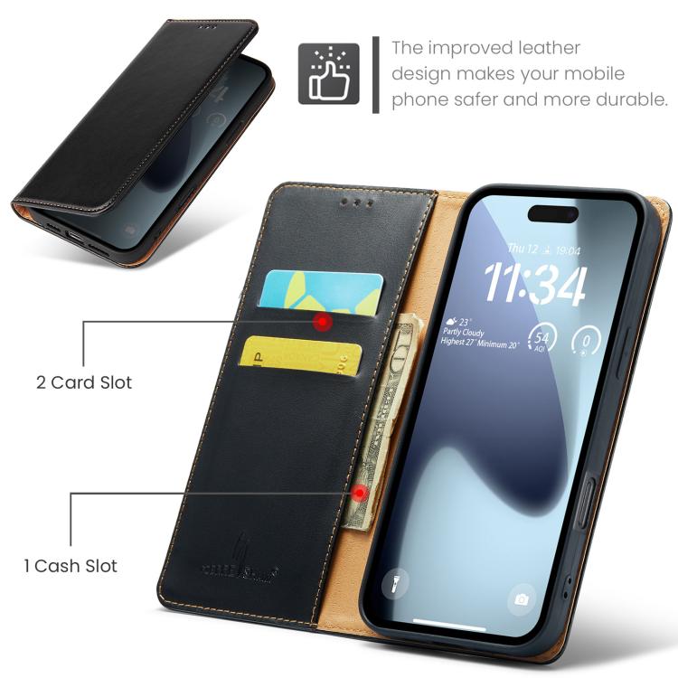 For iPhone Air Fierre Shann PU Genuine Leather Texture Phone Case
