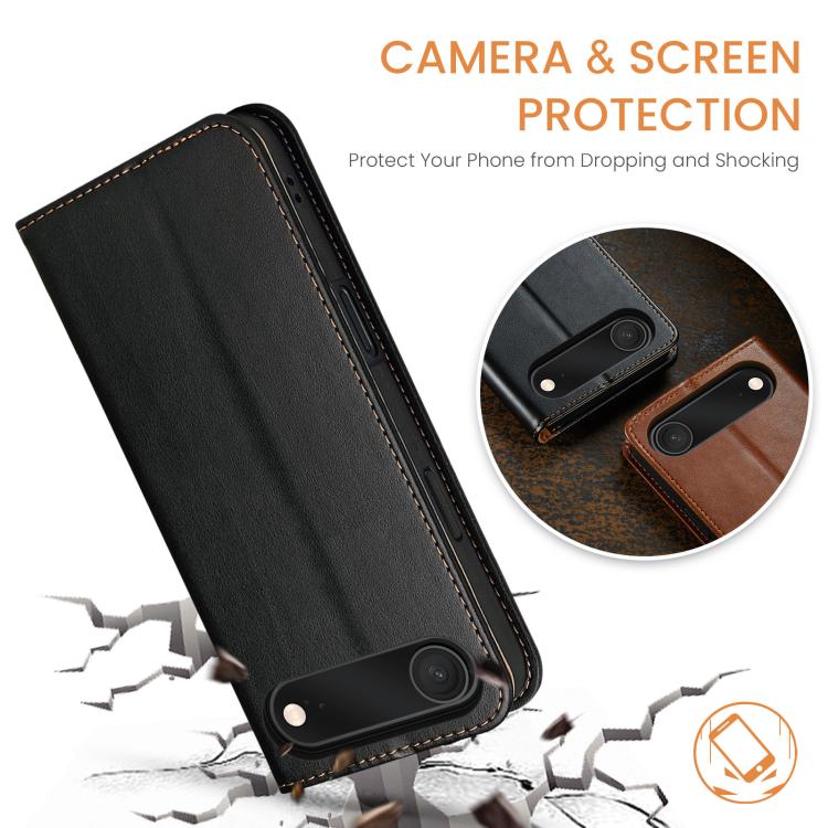 For iPhone Air Fierre Shann PU Genuine Leather Texture Phone Case