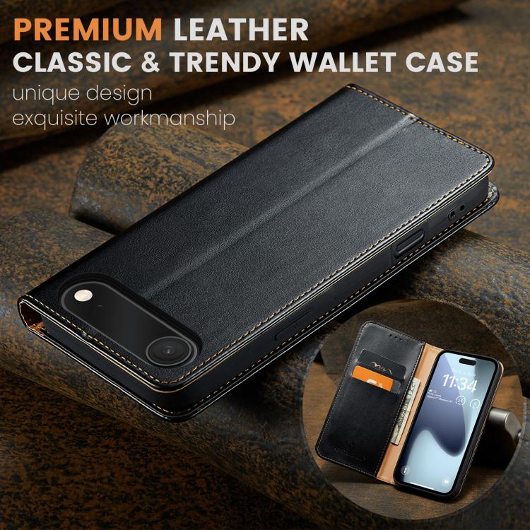 For iPhone Air Fierre Shann PU Genuine Leather Texture Phone Case