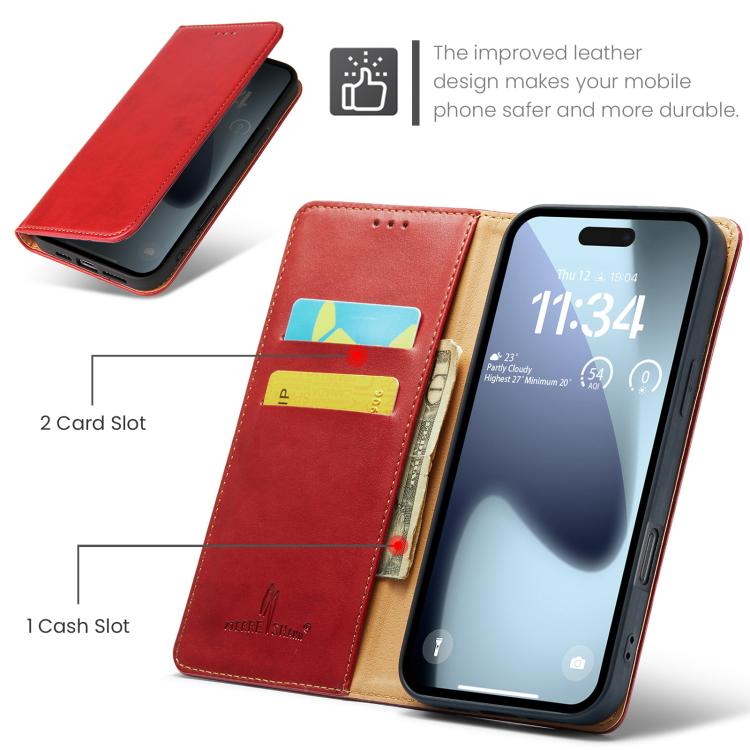For iPhone Air Fierre Shann PU Genuine Leather Texture Phone Case