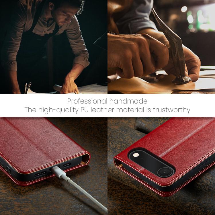 For iPhone Air Fierre Shann PU Genuine Leather Texture Phone Case