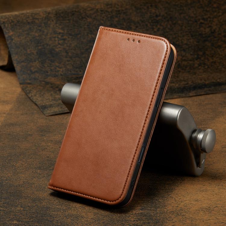 For iPhone 17 Pro Fierre Shann PU Genuine Leather Texture Phone Case
