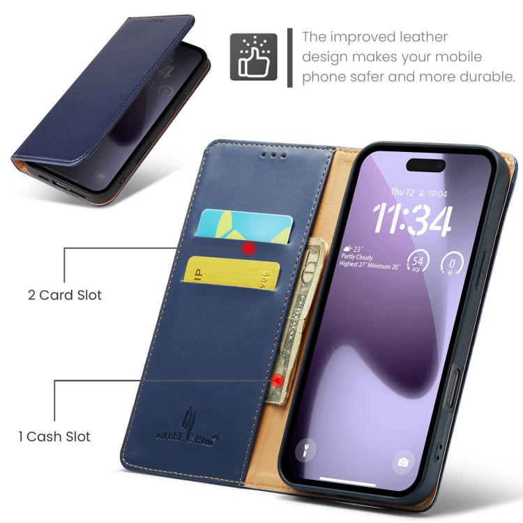For iPhone 17 Pro Max Fierre Shann PU Genuine Leather Texture Phone Case