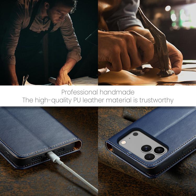 For iPhone 17 Pro Max Fierre Shann PU Genuine Leather Texture Phone Case