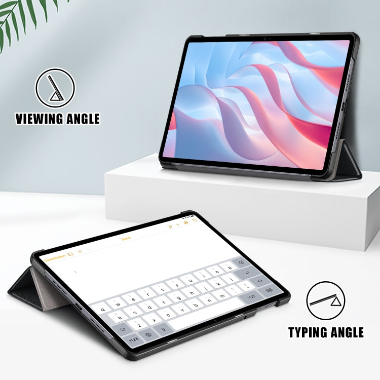 For Honor Pad X9 / X8 Pro 11.5 Custer Pure Color 3-Fold Holder Leather Tablet Case