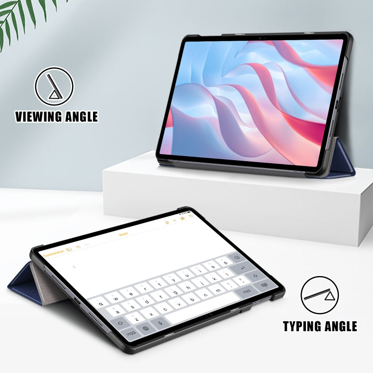 For Honor Pad X9 / X8 Pro 11.5 Custer Pure Color 3-Fold Holder Leather Tablet Case