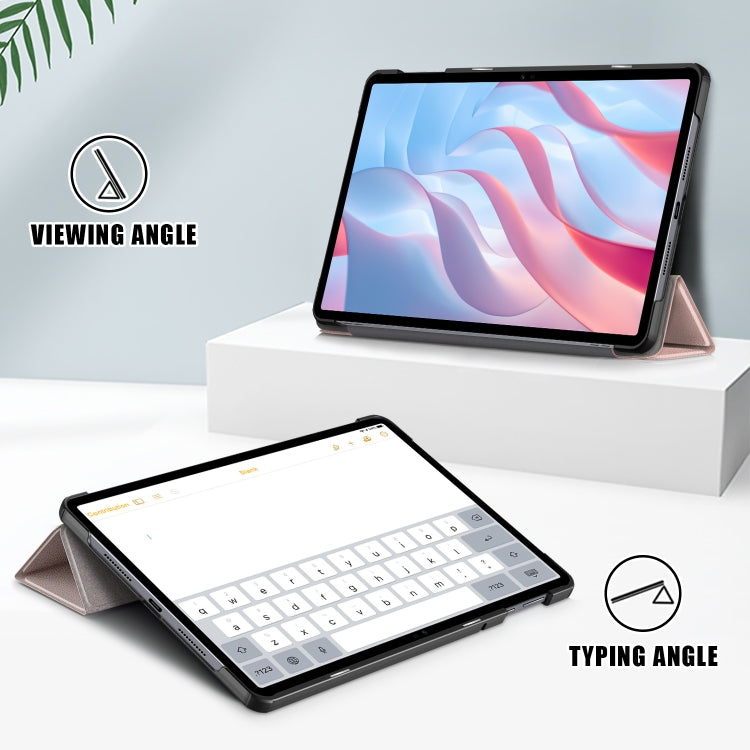 For Honor Pad X9 / X8 Pro 11.5 Custer Pure Color 3-Fold Holder Leather Tablet Case