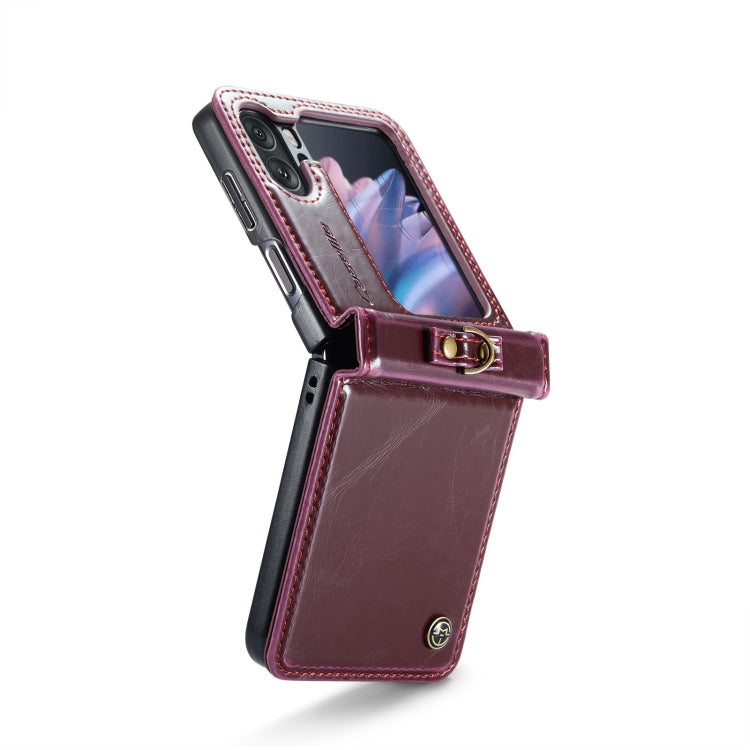 For OPPO Find N2 Flip CaseMe 003 Crazy Horse Texture Leather Phone Case with Ring Holder