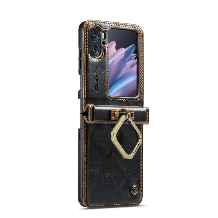 For OPPO Find N2 Flip CaseMe 003 Crazy Horse Texture Leather Phone Case with Ring Holder