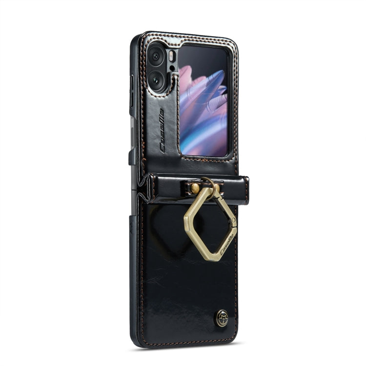 For OPPO Find N2 Flip CaseMe 003 Crazy Horse Texture Leather Phone Case with Ring Holder