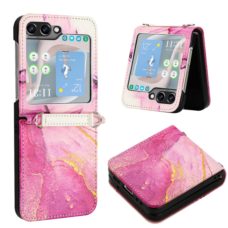 For Samsung Galaxy Z Flip5 PT003 Marble Pattern Flip Leather Phone Case