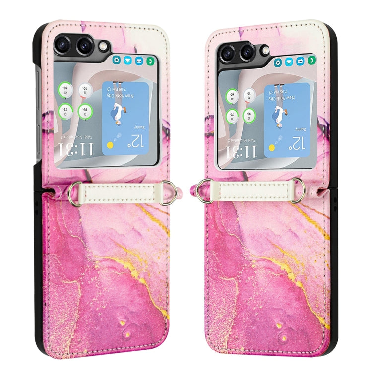 For Samsung Galaxy Z Flip5 PT003 Marble Pattern Flip Leather Phone Case