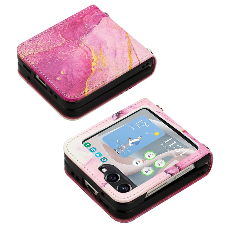 For Samsung Galaxy Z Flip5 PT003 Marble Pattern Flip Leather Phone Case