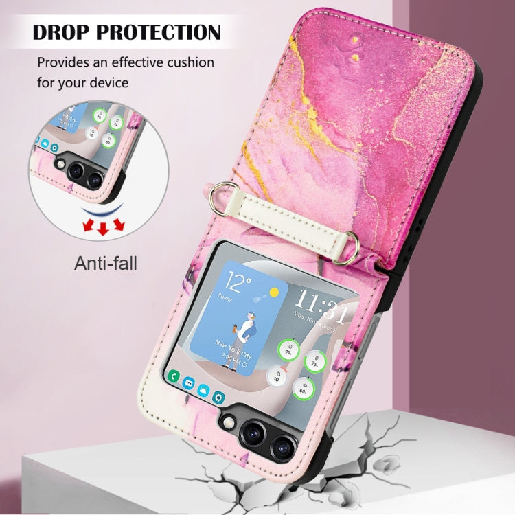 For Samsung Galaxy Z Flip5 PT003 Marble Pattern Flip Leather Phone Case