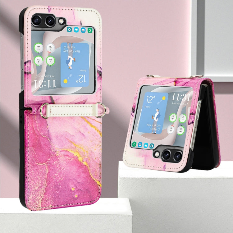For Samsung Galaxy Z Flip5 PT003 Marble Pattern Flip Leather Phone Case