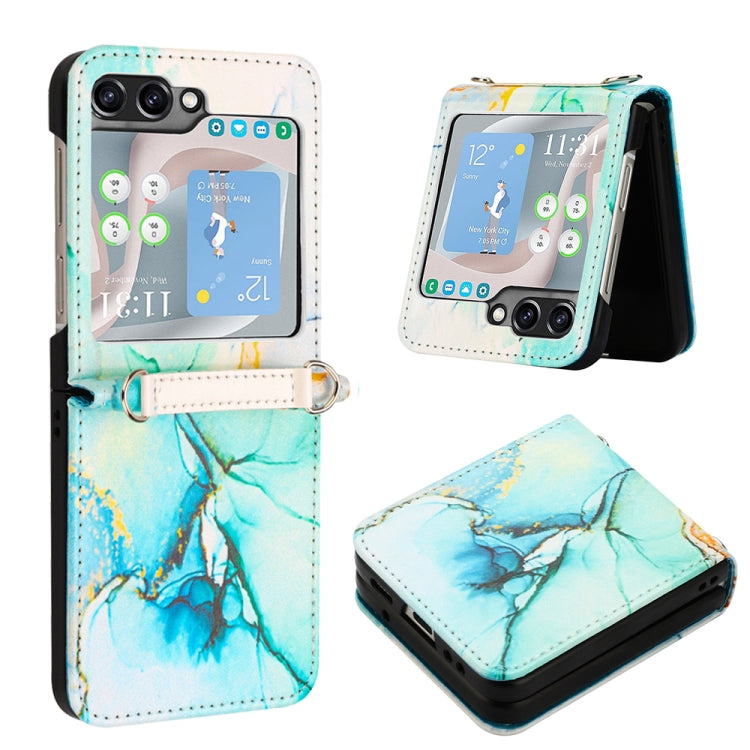 For Samsung Galaxy Z Flip5 PT003 Marble Pattern Flip Leather Phone Case