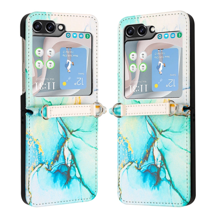 For Samsung Galaxy Z Flip5 PT003 Marble Pattern Flip Leather Phone Case
