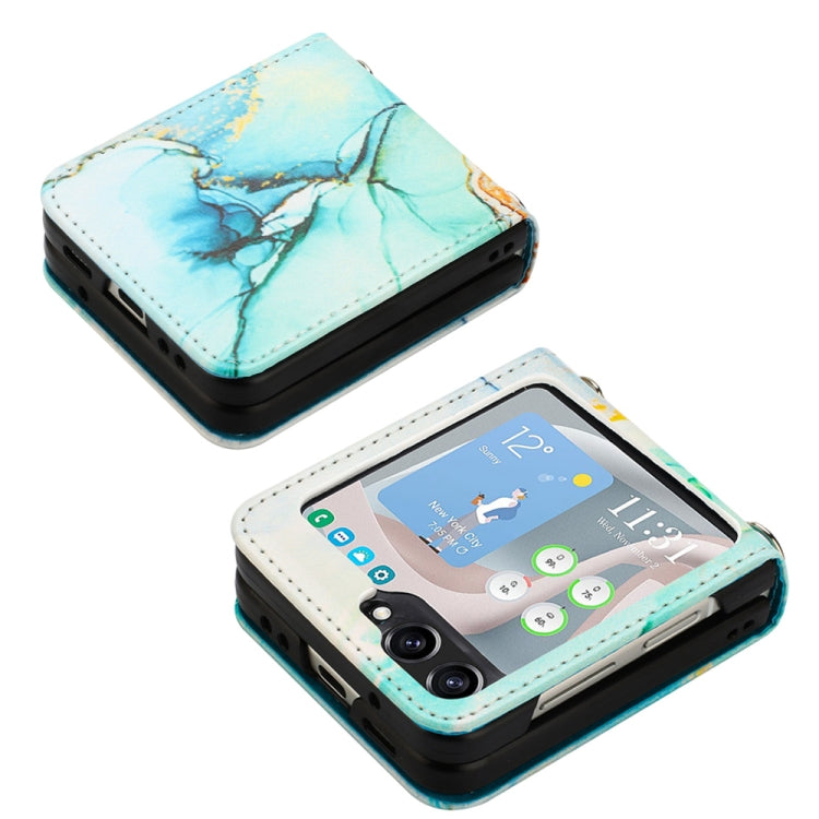 For Samsung Galaxy Z Flip5 PT003 Marble Pattern Flip Leather Phone Case