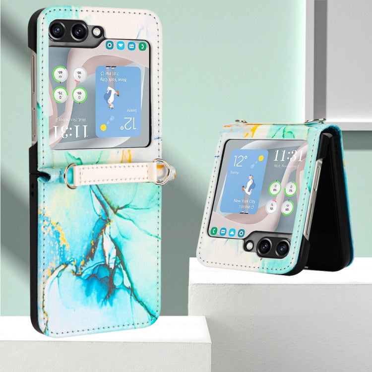 For Samsung Galaxy Z Flip5 PT003 Marble Pattern Flip Leather Phone Case